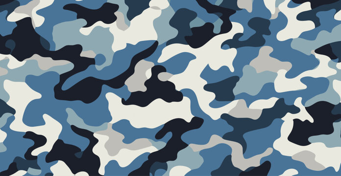 Horizontal Banner with Winter Camouflage: Timeless Clothing Style, Seamless Camo Pattern. Frosty Ice Texture. Vector Design.
