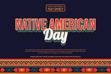 Editable text effect Native American Day 3d cartoon template stlye modren premium vector	
