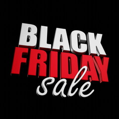 Black friday sale, banner text белый красный чёрный цвет. 3d render