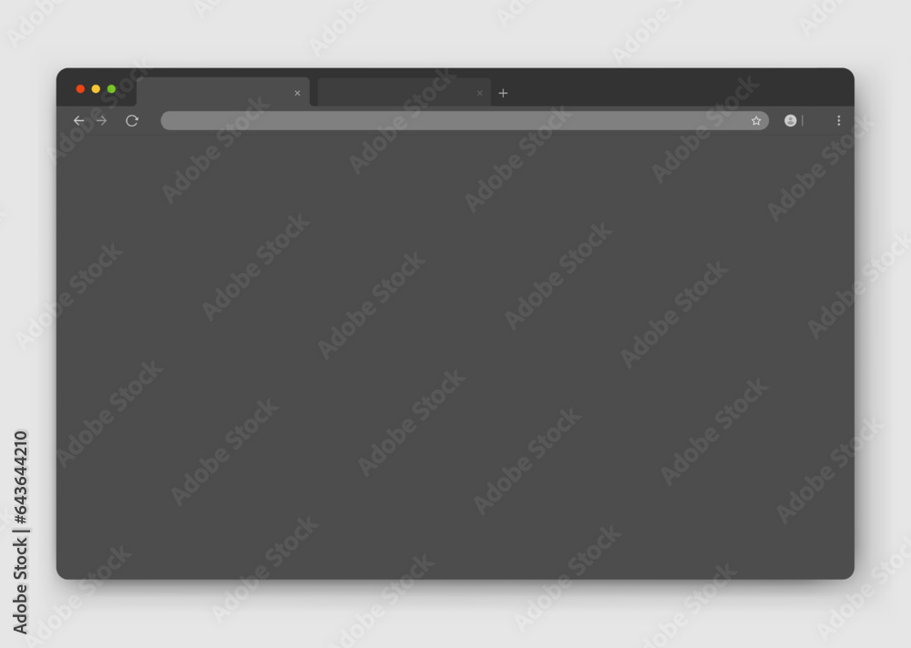 Poster browser window. realistic gray empty browser window with toolbar, search bar and shadow on a light b
