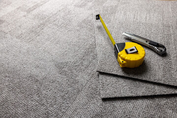 carpet tile installation. flooring material