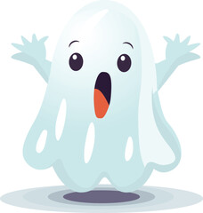 Surprised Friendly Ghost - Halloween Illustration