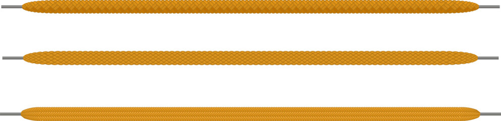 Shoelace tying. Boots lace weaving patterns. Footgear twisted cords. Sneakers accessories. Shoes fastenings. Braided canvas threads. Footwear textile ties. Vector footgear ropes set