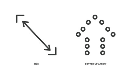 set of user interface thin line icons. user interface outline icons included size, dotted up arrow vector.