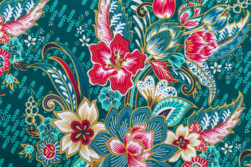 The Colorful batik cloth fabric background.