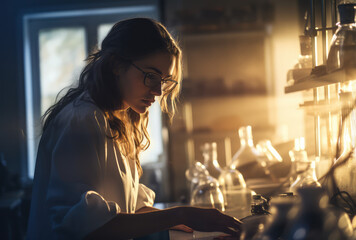 female forensic scientist in lab work