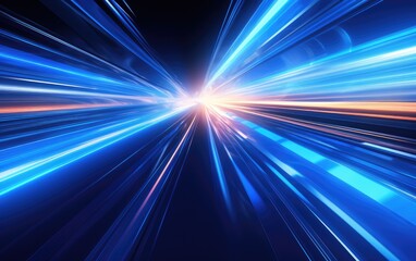 Abstract background with futuristic flow of multicolor glow lines. Light streaks fly pass camera or flight through data flow transfer. Neon glowing rays in motion