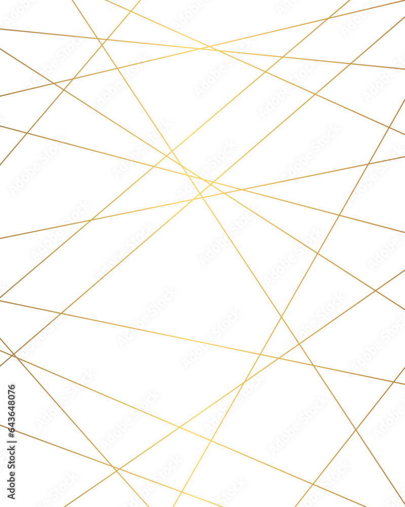 Poster abstract luxury gold geometric random chaotic lines with many squares and triangles shape on transpa