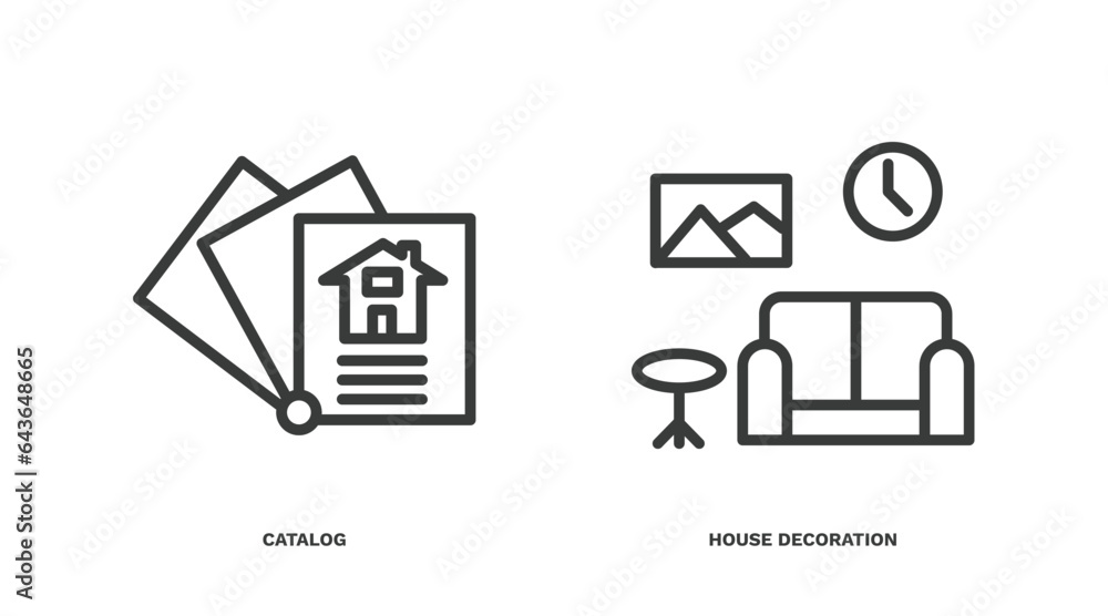 Canvas Prints set of real estate industry thin line icons. real estate industry outline icons included catalog, house decoration vector.