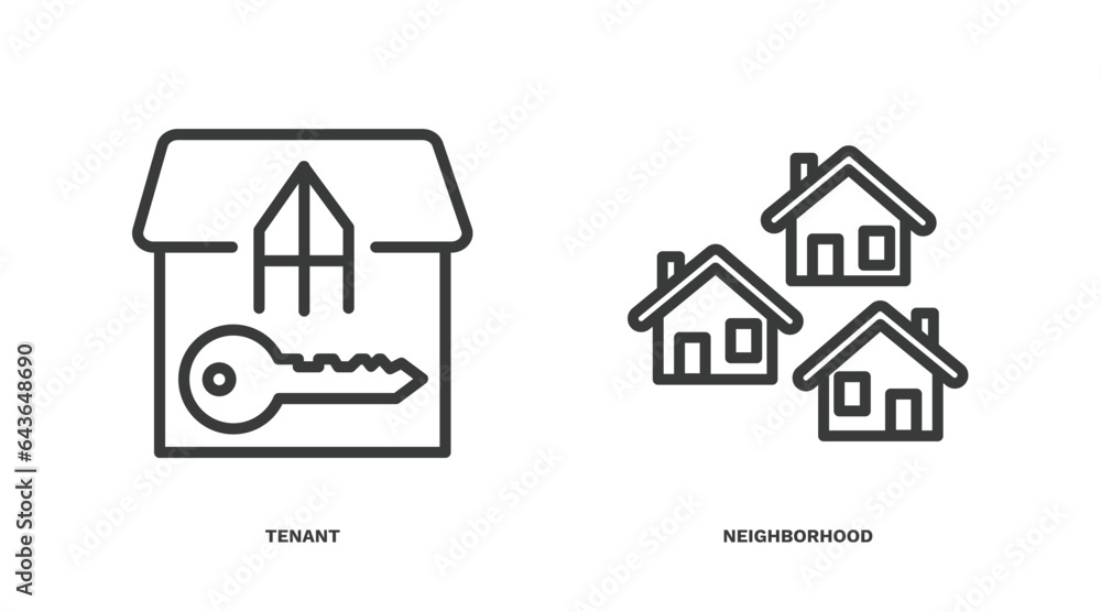 Canvas Prints set of real estate industry thin line icons. real estate industry outline icons included tenant, neighborhood vector.