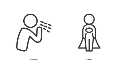 Fototapeta premium set of people and relation thin line icons. people and relation outline icons included cough, cape vector.