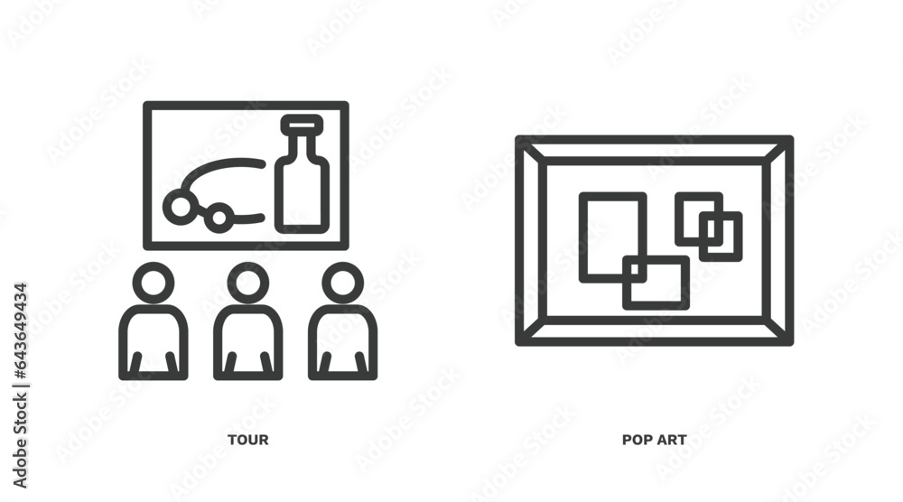 Canvas Prints set of museum and exhibition thin line icons. museum and exhibition outline icons included tour, pop art vector.