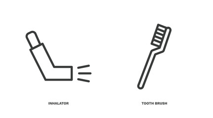 set of medical thin line icons. medical outline icons included inhalator, tooth brush vector.