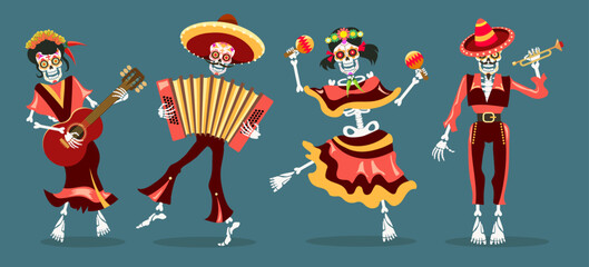 Dancing mariachi skeletons