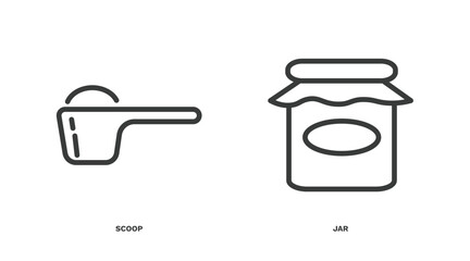 set of kitchen thin line icons. kitchen outline icons included scoop, jar vector.