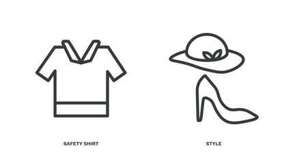 set of fashion and things thin line icons. fashion and things outline icons included safety shirt, style vector.