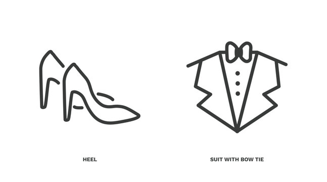 set of fashion and things thin line icons. fashion and things outline icons included heel, suit with bow tie vector.