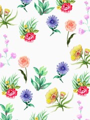 Field wild meadow flower template isolated elements garden party decoration greetings invitation