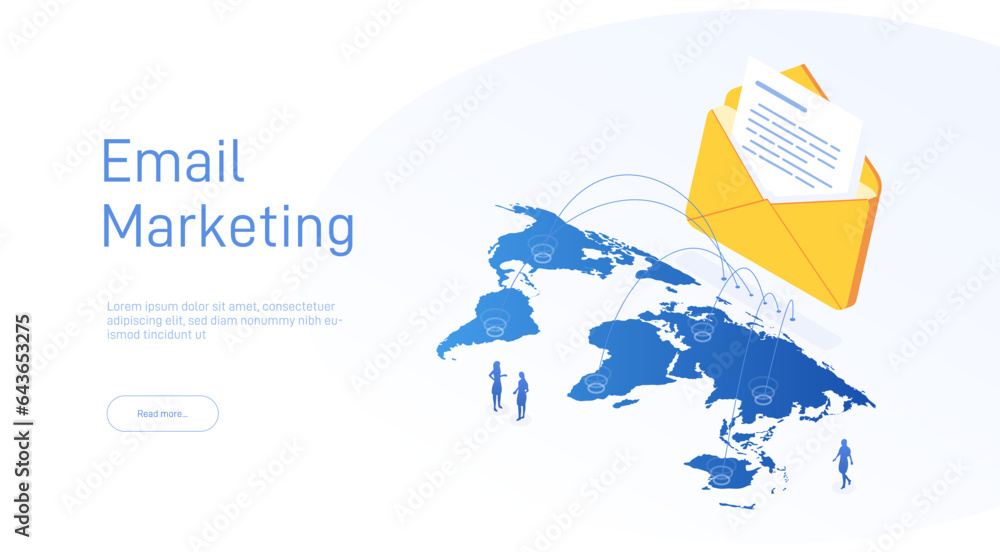Aufkleber email marketing concept. electronic mail message as business marketing. newsletter sending mobile se