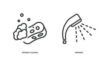 set of cleaning thin line icons. cleaning outline icons included sponge cleanin, shower vector.