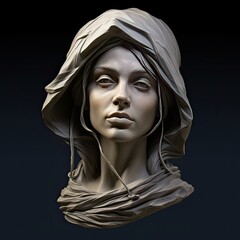 Elegant Minimalistic Woman Sculpture on Dark Background