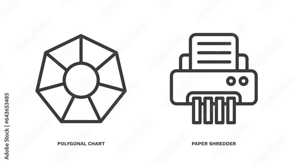 Poster set of business and analytics thin line icons. business and analytics outline icons included polygon