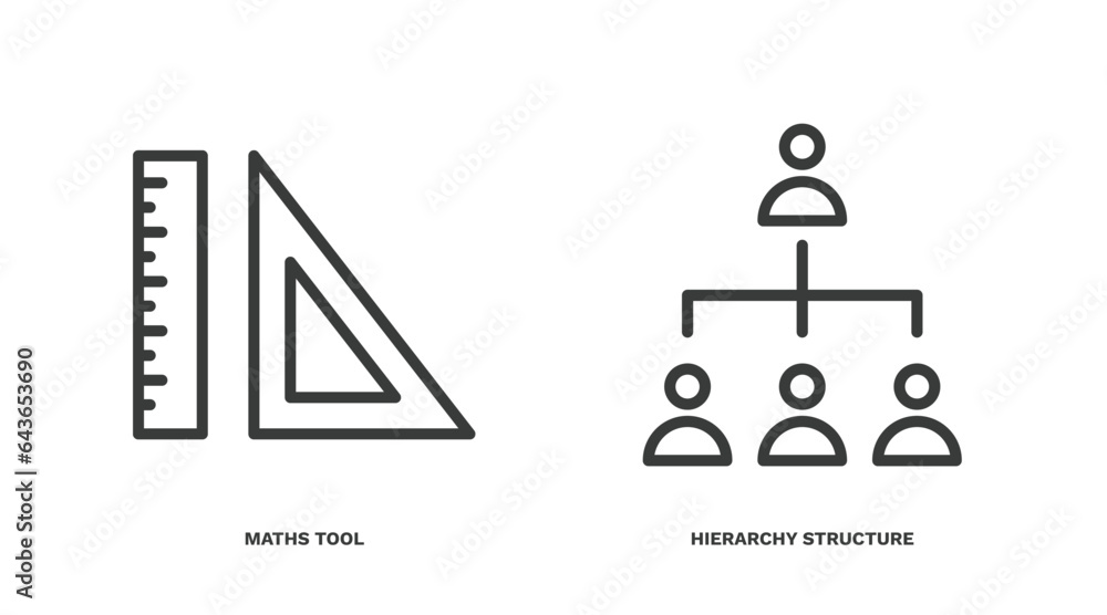 Wall mural set of business thin line icons. business outline icons included maths tool, hierarchy structure vec
