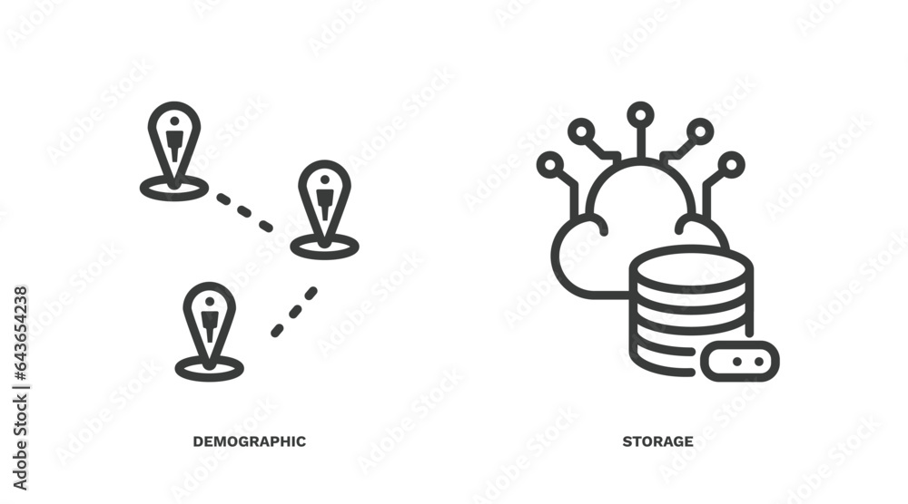 Wall mural set of artificial intellegence thin line icons. artificial intellegence outline icons included demog