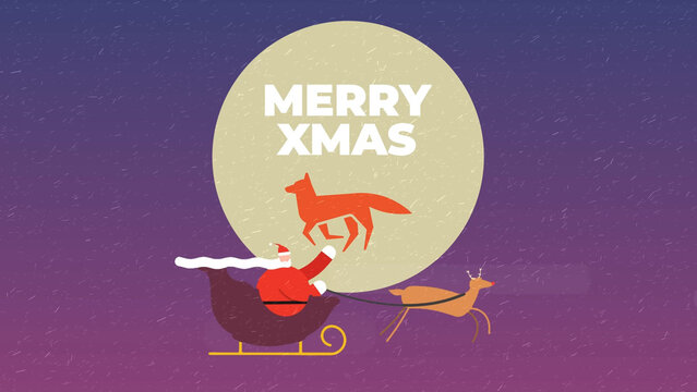 Santa in Sled Reindeer Logo Reveal