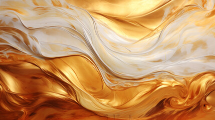 Golden satin background with some smooth lines. Ai Generative.