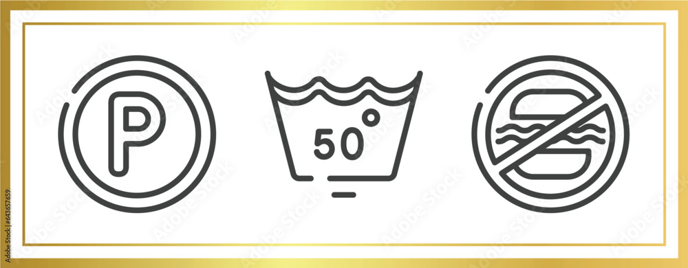 Aufkleber swimming pool rules outline icons set. linear icons sheet included p inside a circle, null, food not