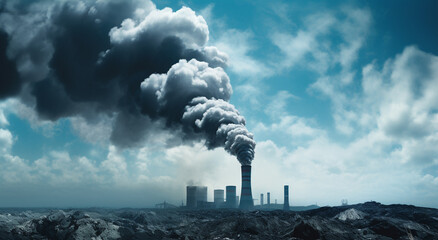 industry metallurgical plant dawn smoke smog emissions bad ecology  - obrazy, fototapety, plakaty