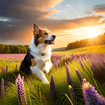 dog in the beautiful place