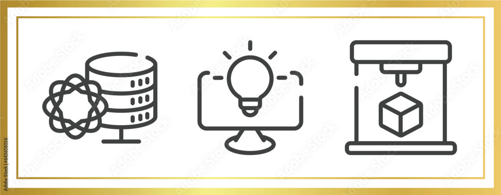 Aufkleber general outline icons set. linear icons sheet included data science, business intelligence, 3d print