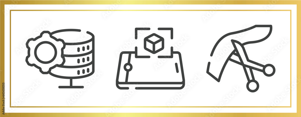 Aufkleber general outline icons set. linear icons sheet included data engineering, ar presentation, inaugurati