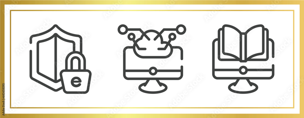 Aufkleber general outline icons set. linear icons sheet included e-privacy, computing technology, distance lea