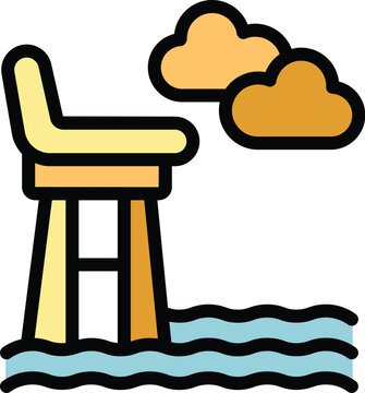 Coast guard beach icon outline vector. Water emergency. Sea lifeboat color flat