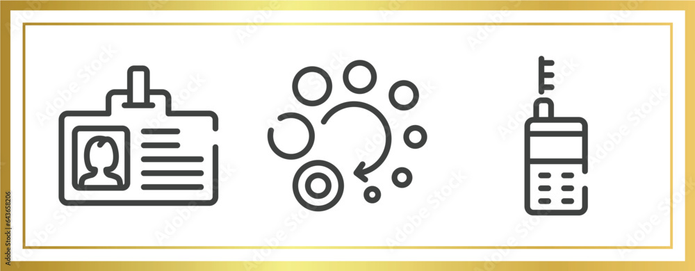 Poster general outline icons set. linear icons sheet included user data, loading, laser measurement vector.