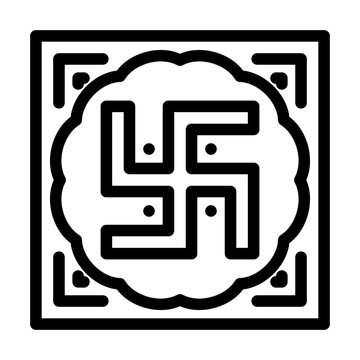 recommend clip art: swastika hinduism line icon vector. swastika hinduism sign. isolated contour symbol black illustration