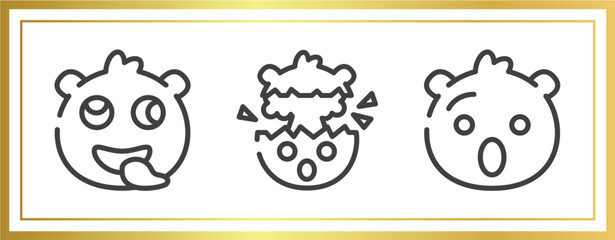 emoji outline icons set. linear icons sheet included stupid emoji, exploding head emoji, hushed vector.