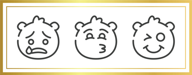 emoji outline icons set. linear icons sheet included cry emoji, kissing with smiling eyes emoji, smile vector.