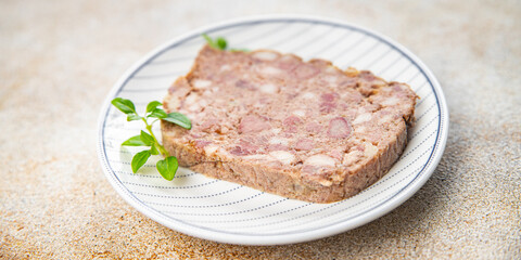 terrine meat minced meat pate porc food baked food meal snack on the table copy space food...