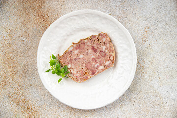 terrine meat minced meat pate porc food baked food meal snack on the table copy space food background rustic top view 