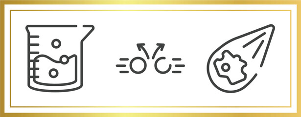 science outline icons set. linear icons sheet included agitator, collision, meteor vector.