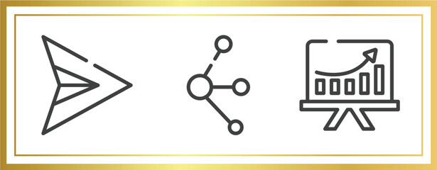rugby outline icons set. linear icons sheet included paper airplane, molecules, pitch vector.