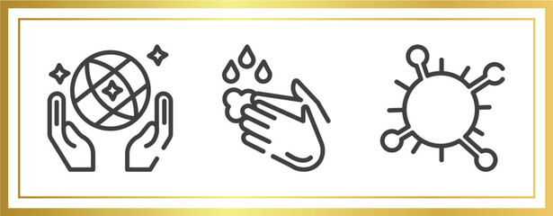 outline icons set. linear icons sheet included save the world, hand wash, coronavirus vector.