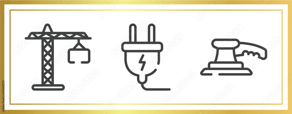 Aufkleber building outline icons set. linear icons sheet included null, electrical plug, sanding hine vector.