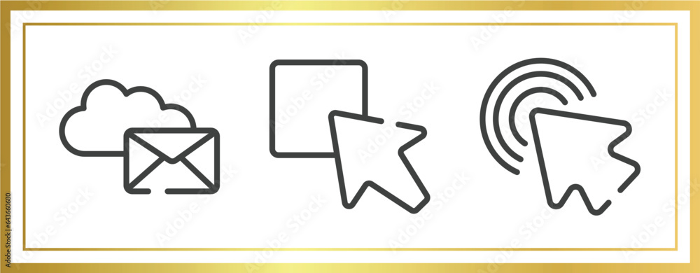 Poster cursors and pointers outline icons set. linear icons sheet included internet mail, test box, arrow p