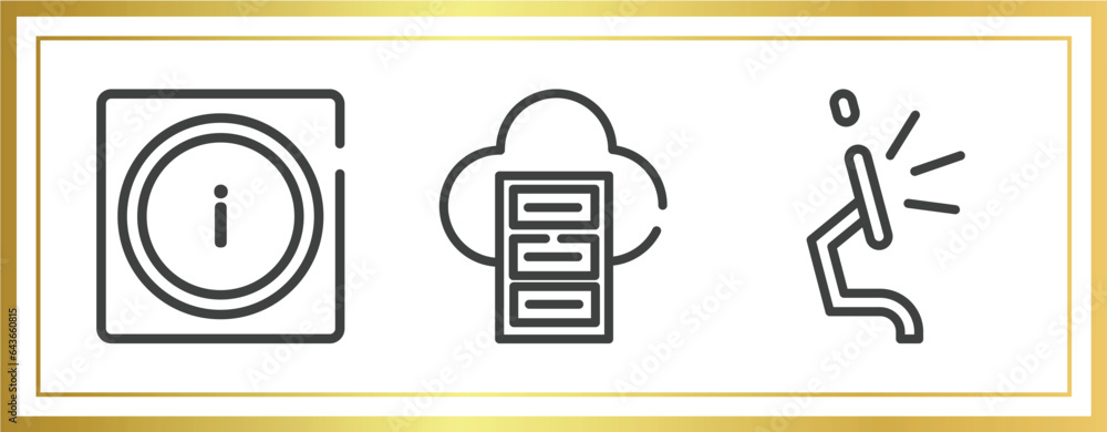 Poster modern screen outline icons set. linear icons sheet included information on internet, server cloud, 