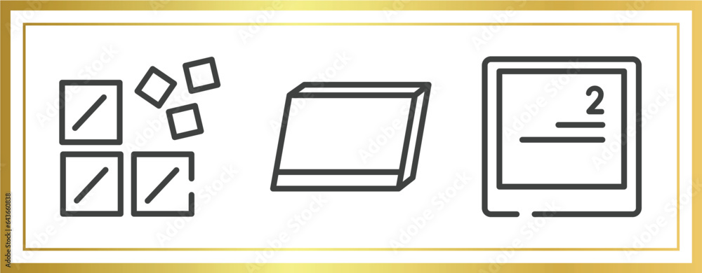 Poster computer and media outline icons set. linear icons sheet included registry, tablet screen in perspec